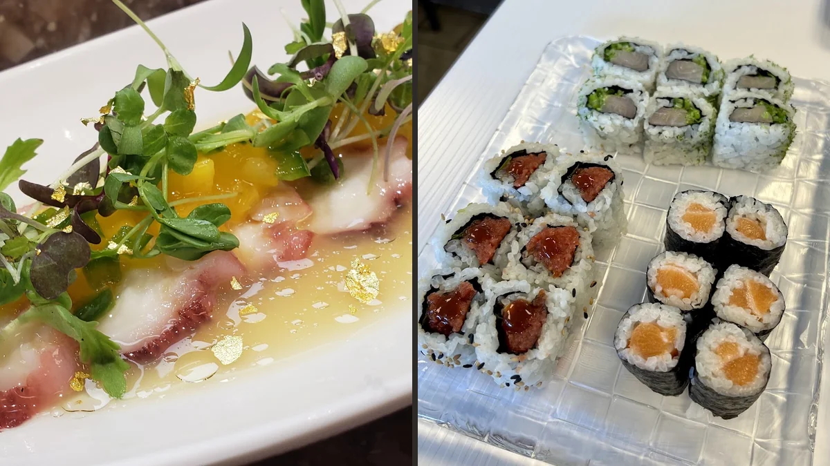 Small plates arranged for lunch.