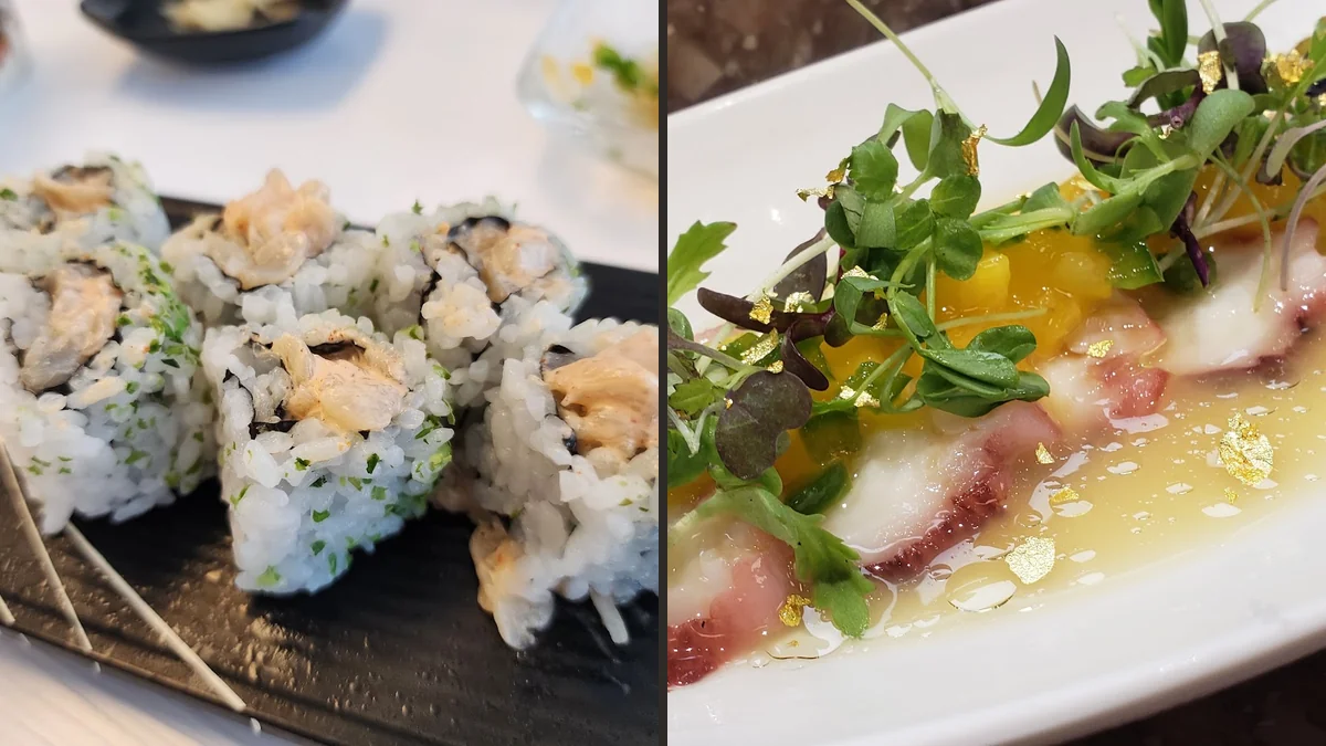 Small plates arranged for lunch.