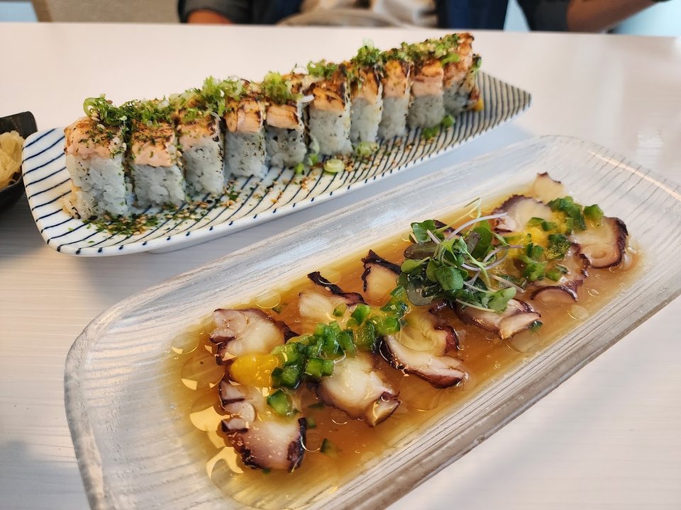 Small plates arranged for lunch.